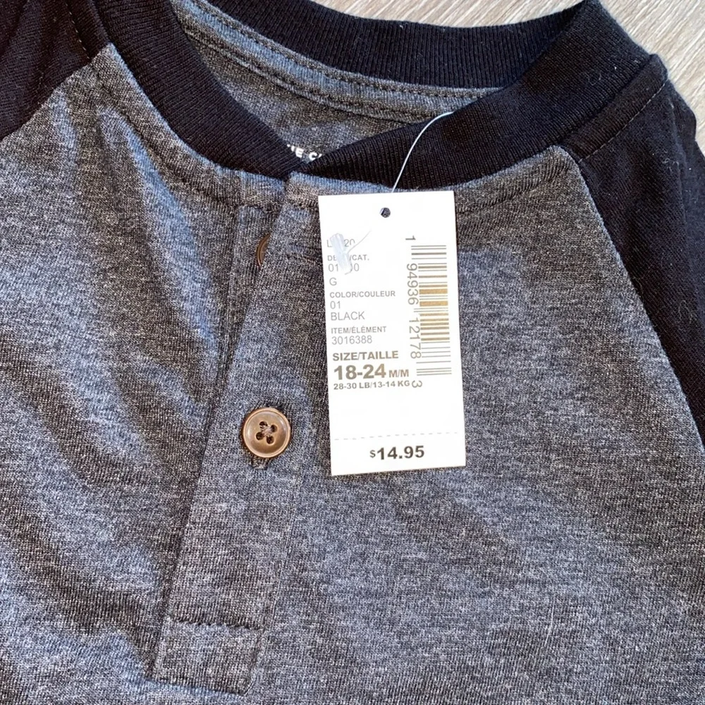 The Children’s Place Black and Gray Long Sleeve Shirt